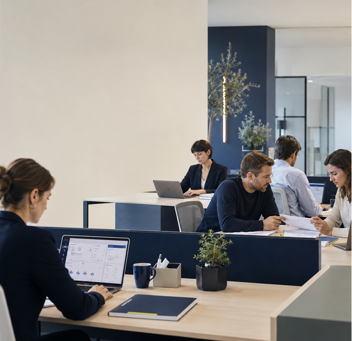 Équipe Cresus Paie au bureau